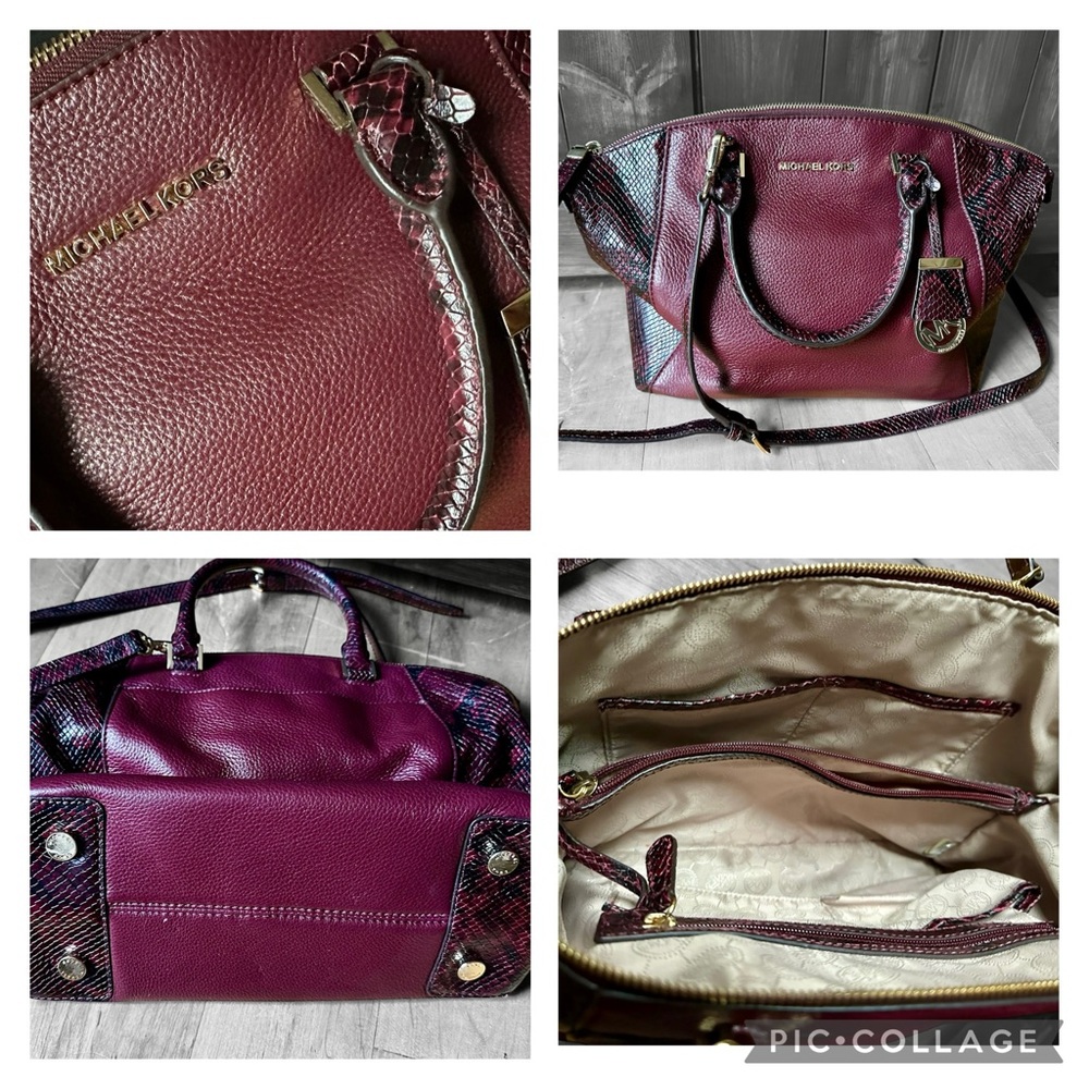 Michael Kors Burgundy and Multicolor Satchel